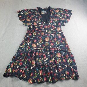 Anthropologie Robin Mini Dress Womens Medium Mixed Floral Print Tiered Shift